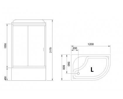 Душевая кабина Royal Bath RB 8120BK4-ММ 120х80 см, с матовыми стеклами, левосторонняя