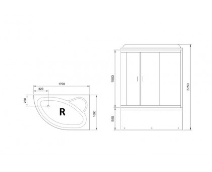 Душевая кабина Royal Bath RB 170ALP-C 170х100 см, с матовыми стеклами, правосторонняя