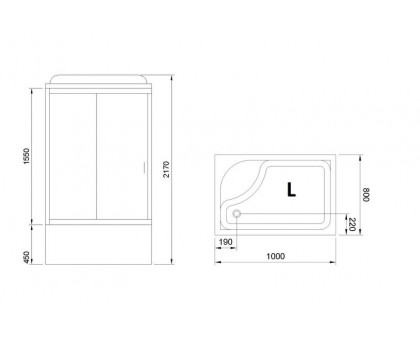 Душевая кабина Royal Bath RB 8100BP1-T 100х80 см, с прозрачными стеклами, левосторонняя