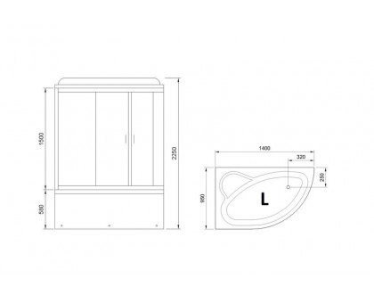 Душевая кабина Royal Bath RB 140ALP-C 140х95 см, с матовыми стеклами, левосторонняя