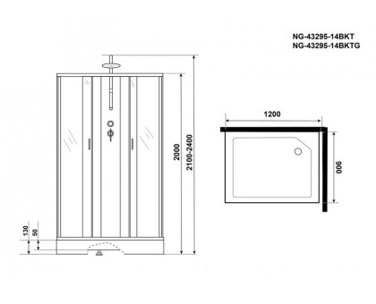 Душевая кабина Niagara NG-43295-14QBKT 120х90 см, с матовыми стеклами