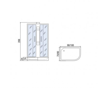 Душевая кабина Мономах 100/24 Б/К С МЗ 100х100х206, без крыши, полукруг
