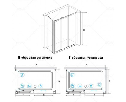 Душевой уголок RGW CL-40 (CL-11 + Z-050-1) 100x70, прозрачное стекло