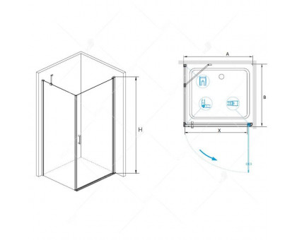 Душевой уголок RGW LE-34 (LE-03 + Z-14) 80x80, прозрачное стекло